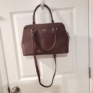 DKNY Brown Crossgrain Leather Purse